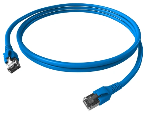 Patchcablu Cat.6a/10GB ecranat RJ45,LS0H,albastru 10m