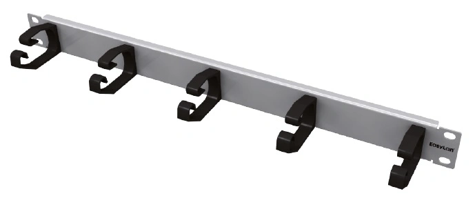 Routing Panel 1U with 5 Cable Clamps of Plastic 78mm RAL7035