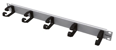 Routing Panel 1U with 5 Cable Clamps of Plastic 78mm RAL7035