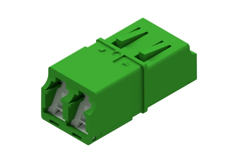 Premium LC-Duplex Coupling SM APC Polymer Ceramic case green