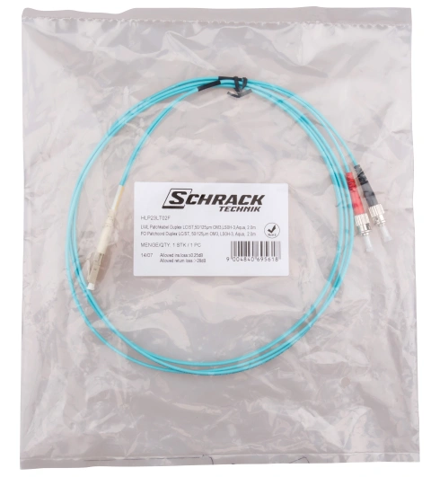 Patchcablu duplex LC/ST, 50/125µm OM3, LS0H-3, aqua, 2m_3