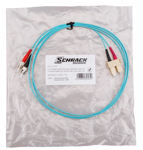 Patchcablu duplex ST/SC, 50/125µm OM3, LS0H-3, aqua, 2m_2