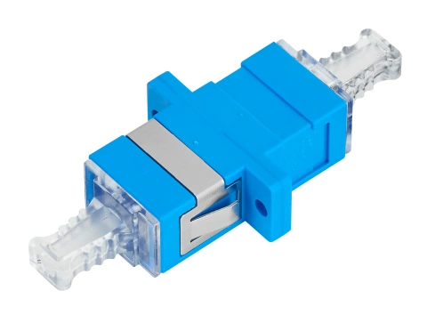Cuplor FO SC-Simpl,plastic,Singlemode,zirconiu,flanșă,albast