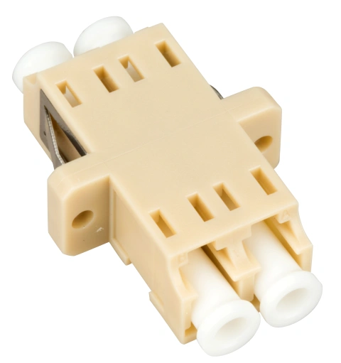 Cuplă LC Duplex,Plastic,Multimode,zirc.,cu flanşă,bej,ECO