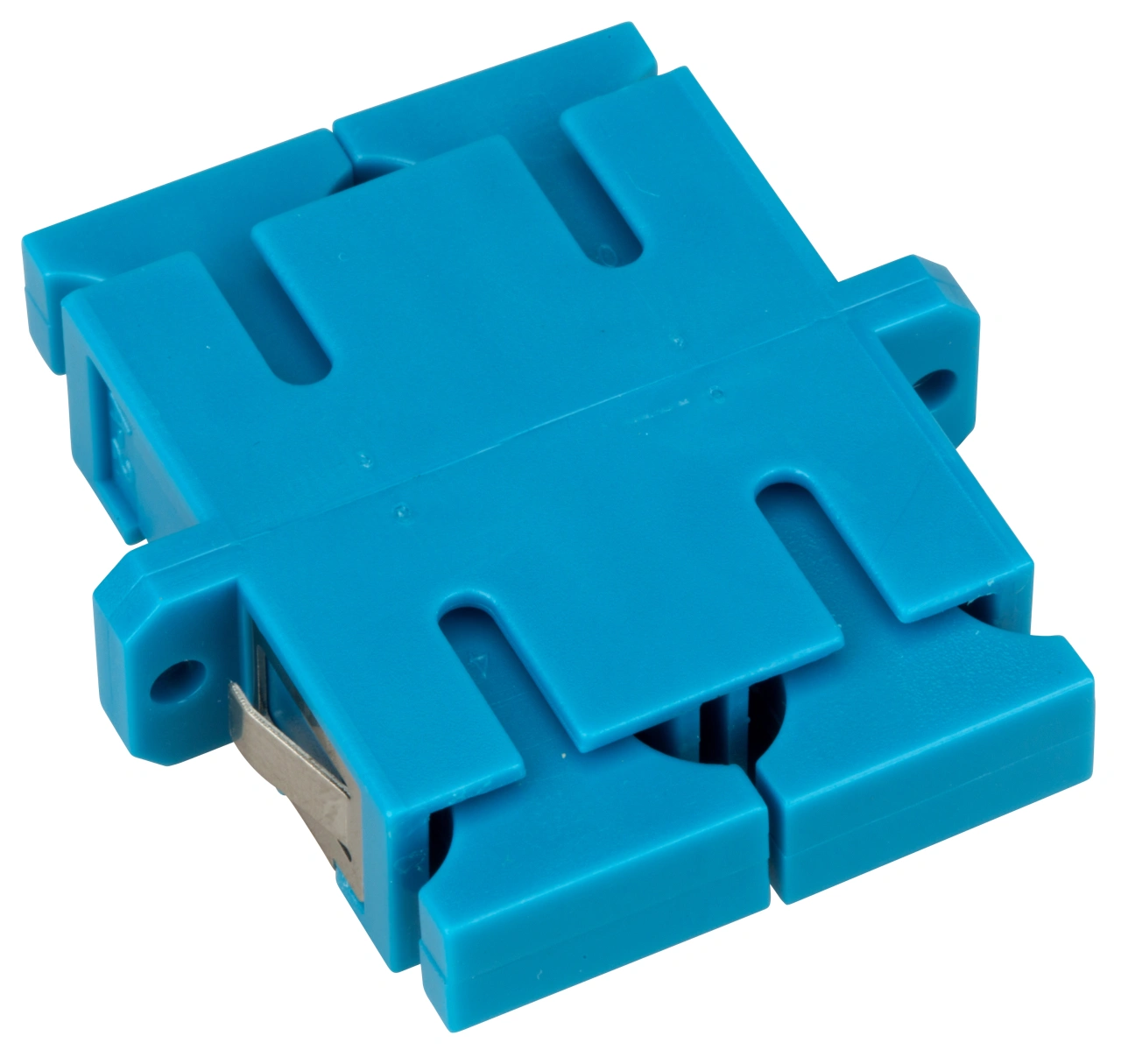 Cuplă SC Duplex,Plastic,Singlemode,zirc,cu flanşă,albstr.ECO
