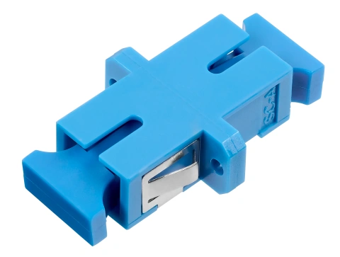Cuplă SC Simplex,Plastic,Singlemode,zirc.,flanşă,albstr.ECO_1