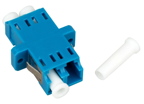 Cuplă LC Duplex,Plastic,Singlemode,zirc.,flanşă,albstr.,ECO_1