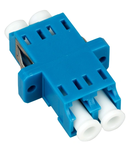 Cuplă LC Duplex,Plastic,Singlemode,zirc.,flanşă,albstr.,ECO_3