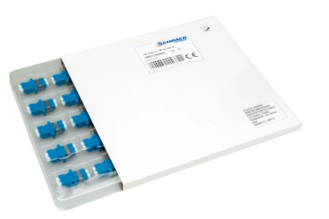 Cuplă LC Duplex,Plastic,Singlemode,zirc.,flanşă,albstr.,ECO_4