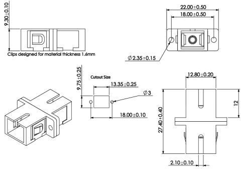 Cuplă SC Simplex,Plastic,Multimode,fosf bronz,flanşă,bej,ECO_3