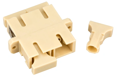 Cuplă SC Duplex,Plastic,Multimode,fosfo bronz,flanşă,bej,ECO_3