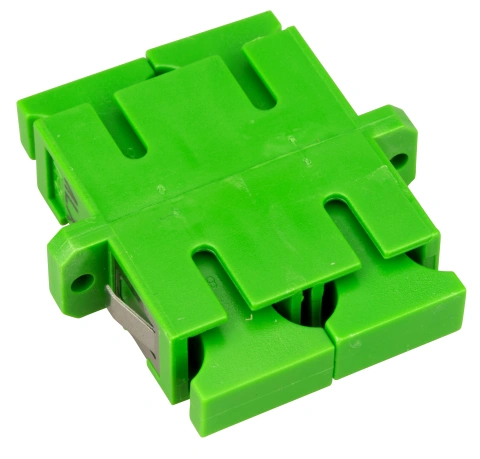 Cuplă SC/APC Duplex,Plastic,Singlemode,zirc.,flanşă,verdeECO