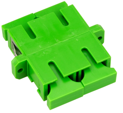 Cuplă SC/APC Duplex,Plastic,Singlemode,zirc.,flanşă,verdeECO_1