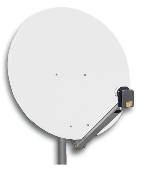 Antenă satelit 80cm/75,Alu.,39dB,sup.plia.LNB incl.,alb