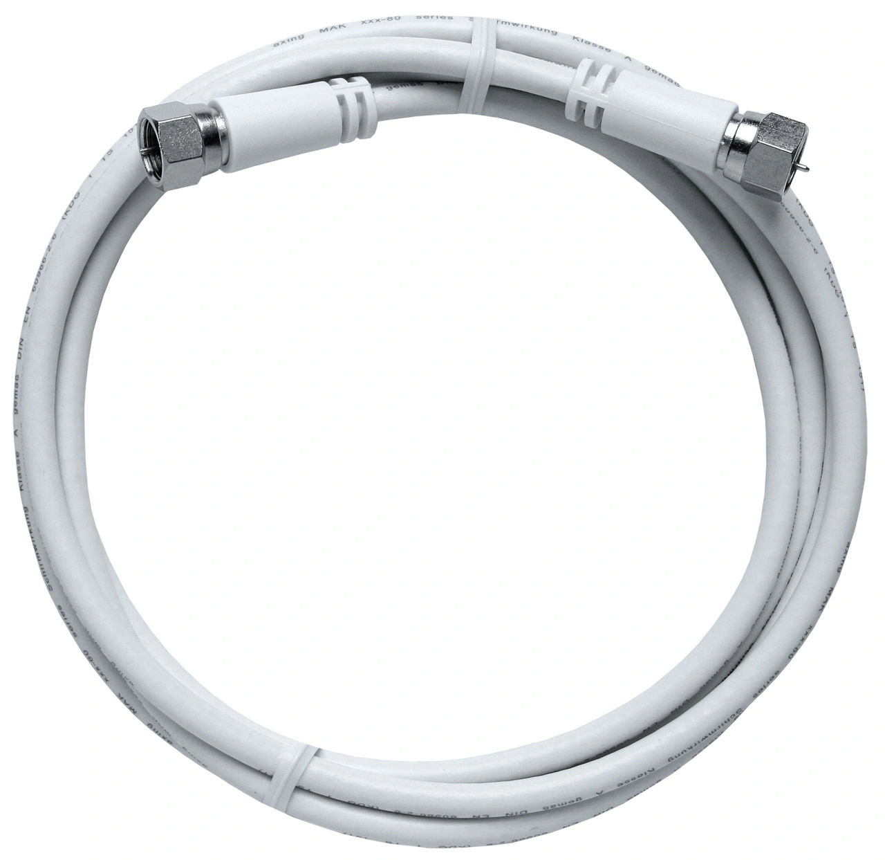 Patchcablu coaxial 2xF-şurub drepte,Cl.A,alb,1.5m,SAK 150-02