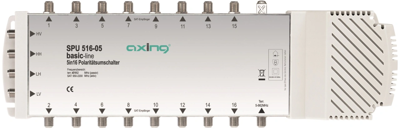 Multiswitch 5 IN 16 OUT pt. LNB Quattro+Quad,SPU 516-05