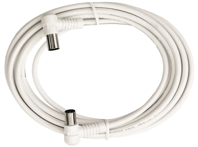 Patchcablu coax.IEC-T/IEC-M,90°,Cl.A,alb,2.5m,BAK 253-96