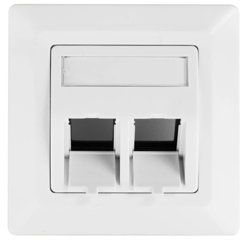 Priză pt. 2 module TOOLLESS LINE, 80x80mm, înclinat, RAL9010_1