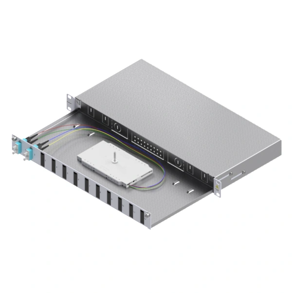 Splicebox, 4 fibre,SC,50/125µm OM3, culisant,19",1UV