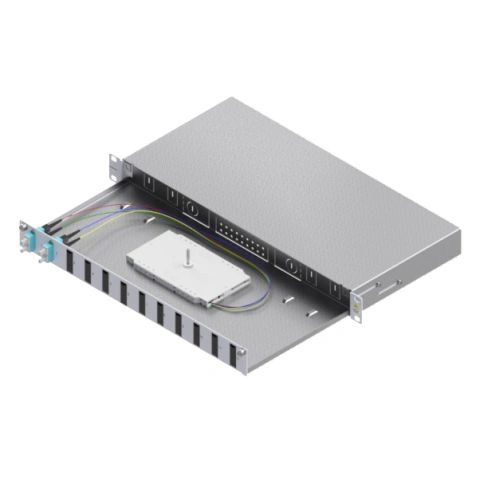 Splicebox, 4 fibre,SC,50/125µm OM3, culisant,19",1UV