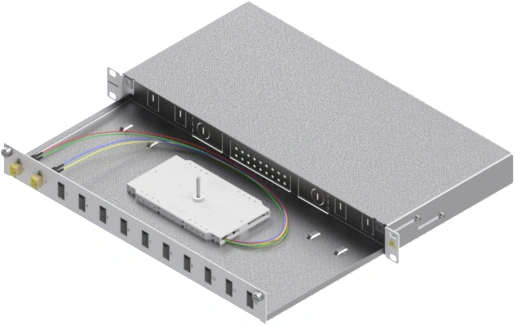 Splicebox, 4 fibre,LC,50/125µm OM2, culisant,19",1UV