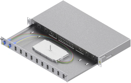 Splicebox, 4 fibre,LC, 9/125µm OS2, culisant,19",1UV