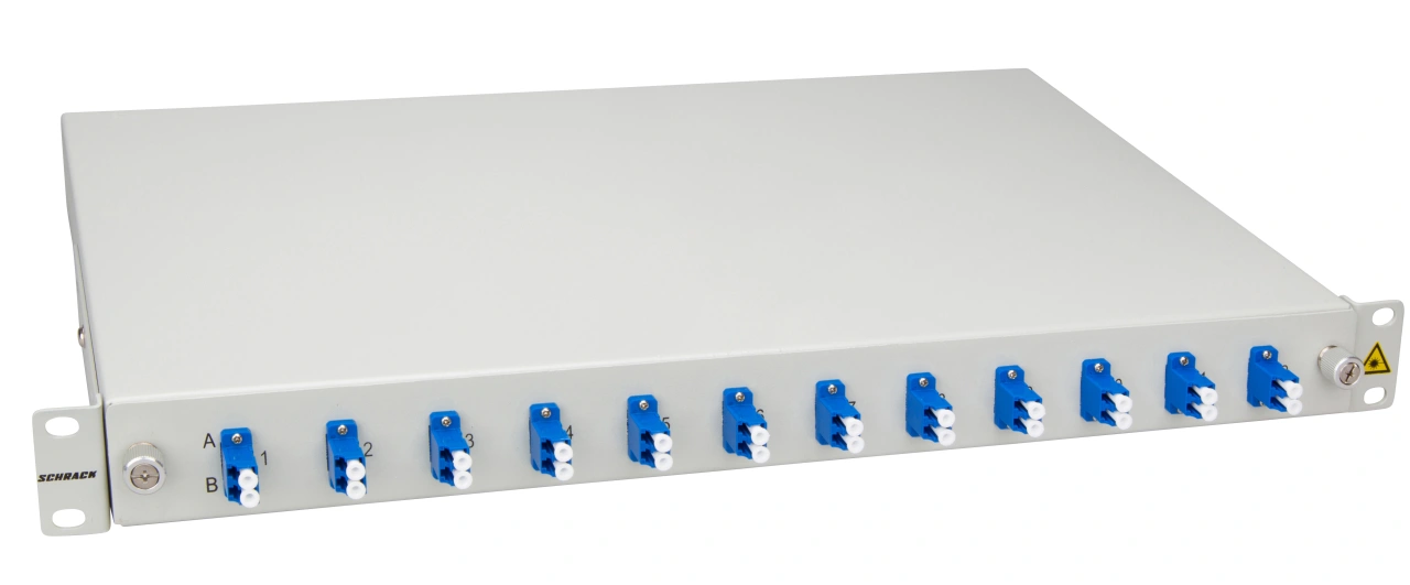 Splicebox, 4 fibre,LC,9/125µm OS2, culisant,19",1UV , ECO