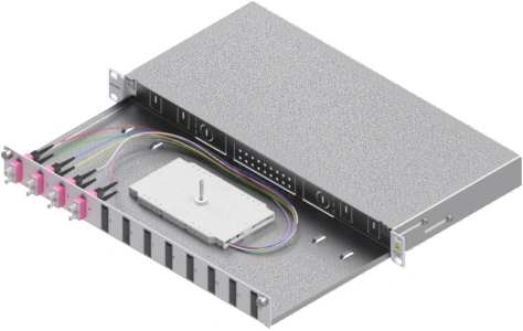 Splicebox, 8 fibre,SC,50/125µm OM4, culisant,19",1UV
