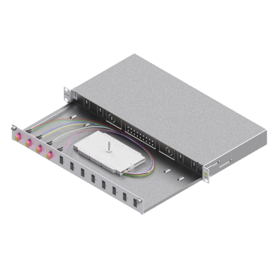 Splicebox, 8 fibre,LC,50/125µm OM4, culisant,19",1UV