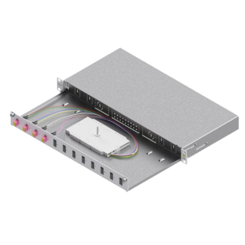 Splicebox, 8 fibre,LC,50/125µm OM4, culisant,19",1UV