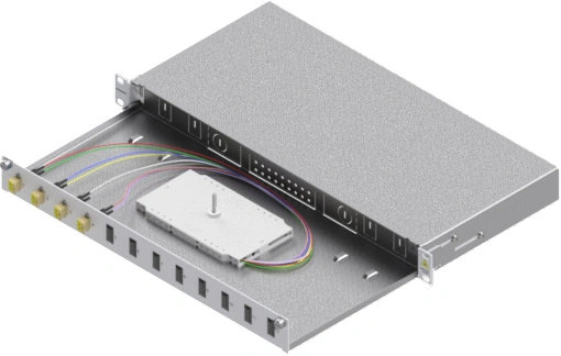 Splicebox, 8 fibre,LC,50/125µm OM2, culisant,19",1UV