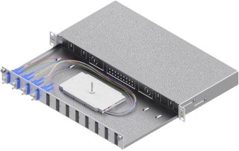 Splicebox, 8 fibre,SC, 9/125µm OS2, culisant,19",1UV