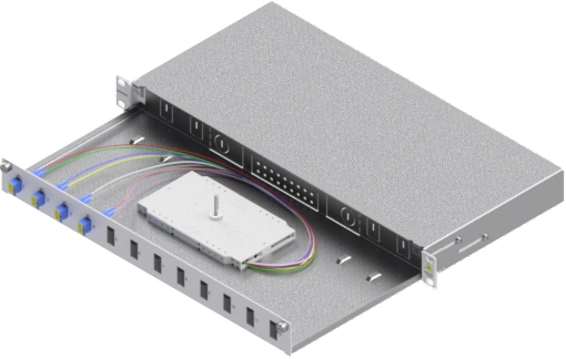 Splicebox, 8 fibre,LC, 9/125µm OS2, culisant,19",1UV