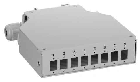 Splicebox FO pt șină DIN, gol, 6 LC-Duplex, RAL7035