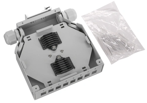 Splicebox FO pt șină DIN, gol, 6 LC-Duplex, RAL7035_1