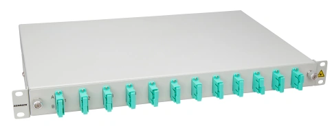 Splicebox, 12 fibre,SC,50/125µm OM3, culisant,19",1UV , ECO