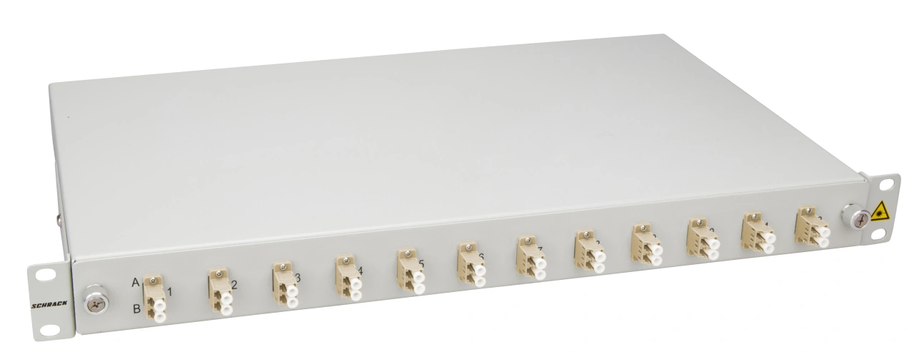 Splicebox, 12 fibre,LC,50/125µm OM2, culisant,19",1UV , ECO