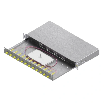 Splicebox, 12 fibre,FC, 9/125µm OS2, culisant,19",1UV