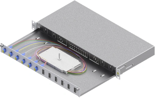 Splicebox, 12 fibre,LC, 9/125µm OS2, culisant,19",1UV