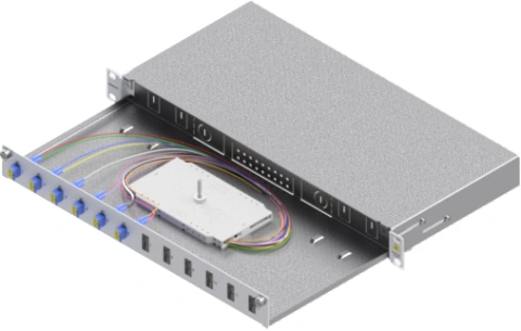 Splicebox, 12 fibre,LC, 9/125µm OS2, culisant,19",1UV