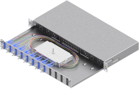 Splicebox, 16 fibre,SC, 9/125µm OS2, culisant,19",1UV
