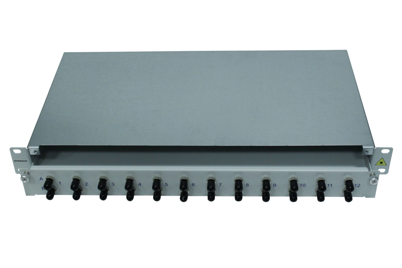 Patchpanel FO 19", 1UV, culisant, pentru 16 fibre, ST, MM