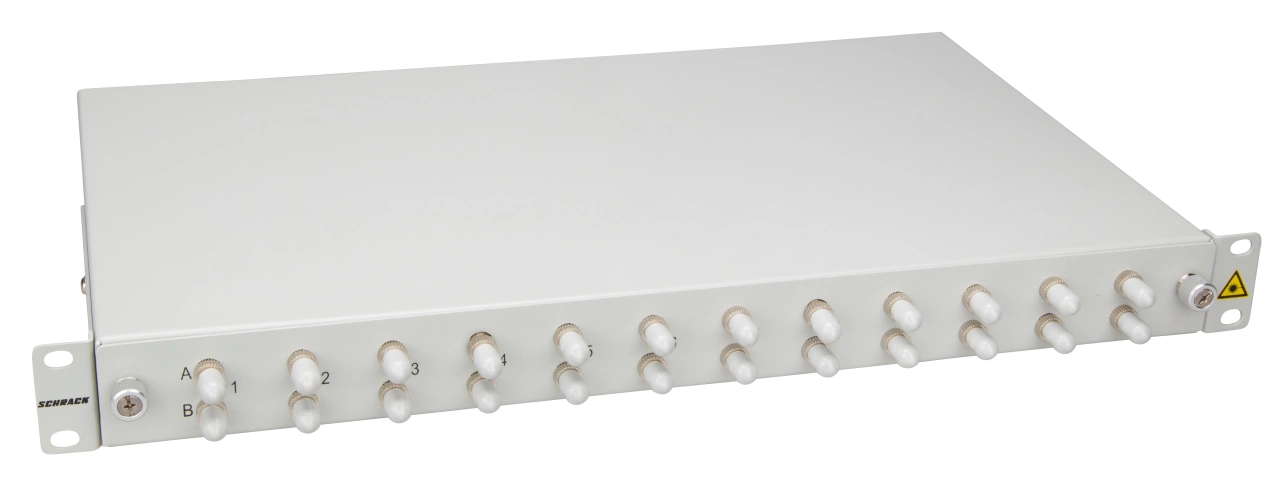 Splicebox, 24 fibre,ST,50/125µm OM3, culisant,19",1UV , ECO