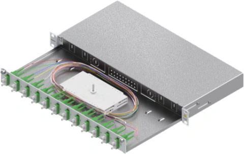Splicebox, 24 fibre,SC/APC, 9/125µm OS2, culisant,19",1UV