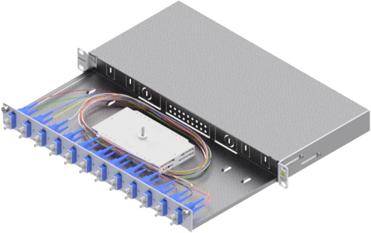 Splicebox, 24 fibre,SC, 9/125µm OS2, culisant,19",1UV