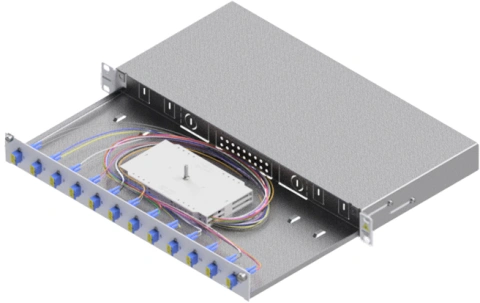 Splicebox, 24 fibre,LC, 9/125µm OS2, culisant,19",1UV