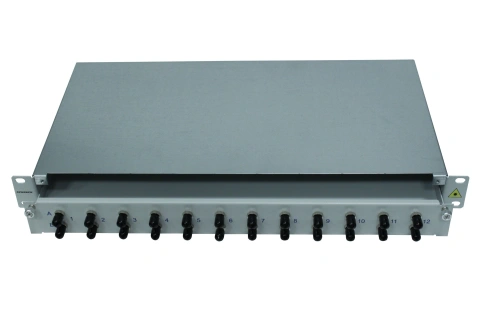 Patchpanel FO 19", 1UV, culisant, pentru 24 fibre, ST, MM