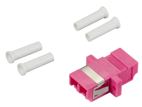 Cuplor FO LC-Duplex, Plastic, OM4, ceramic, flanșă