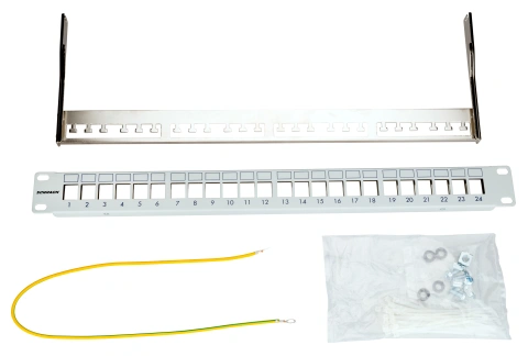 Patchpanel pt. 24 module TOOLLESS LINE, 1UH, 19", RAL7035_2