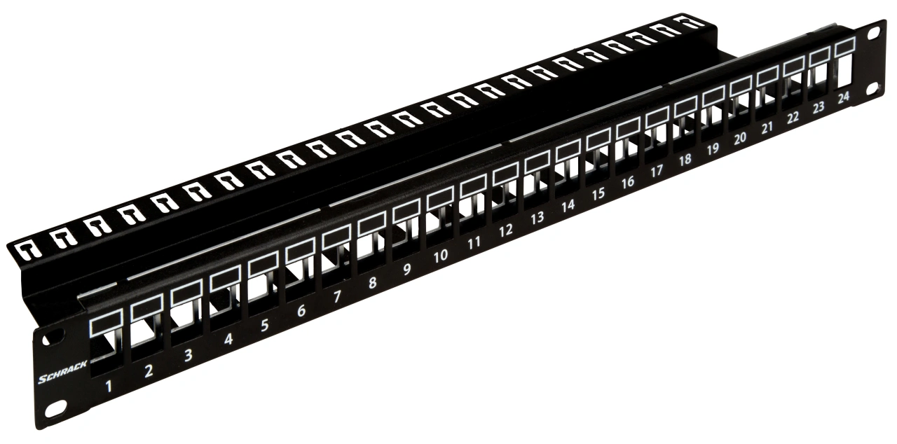 Patchpanel 19" 24 porturi(SFA)(SFB) goale,1UH,negru,scurt